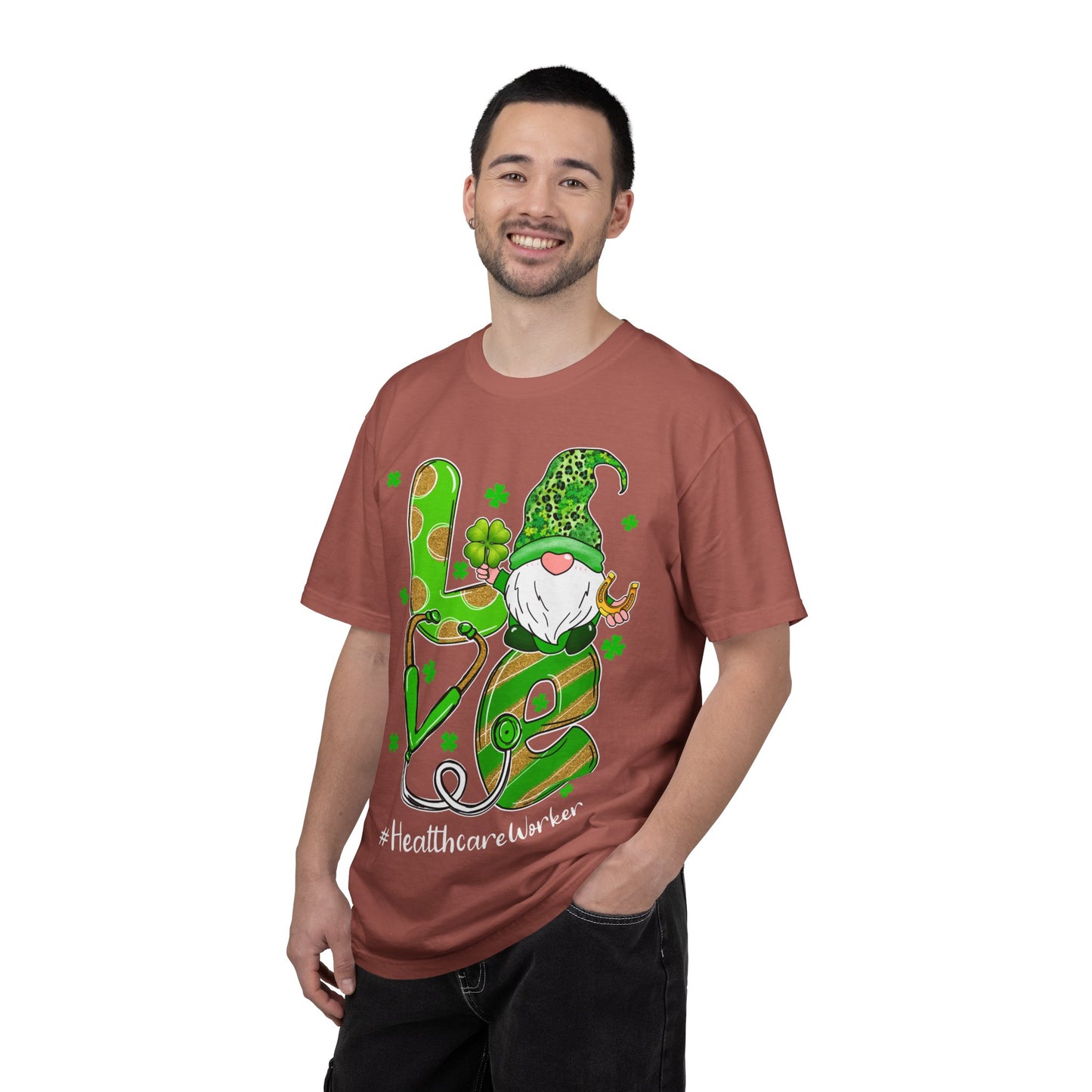 Love Healthcare Worker Shamrock Gnome Shirt – St Patrick’s Day Medical Tee