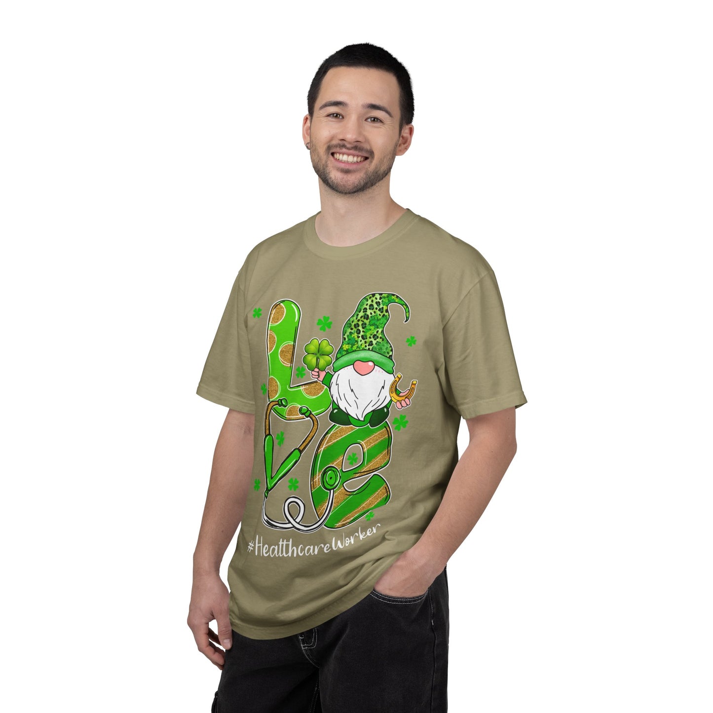 Love Healthcare Worker Shamrock Gnome Shirt – St Patrick’s Day Medical Tee