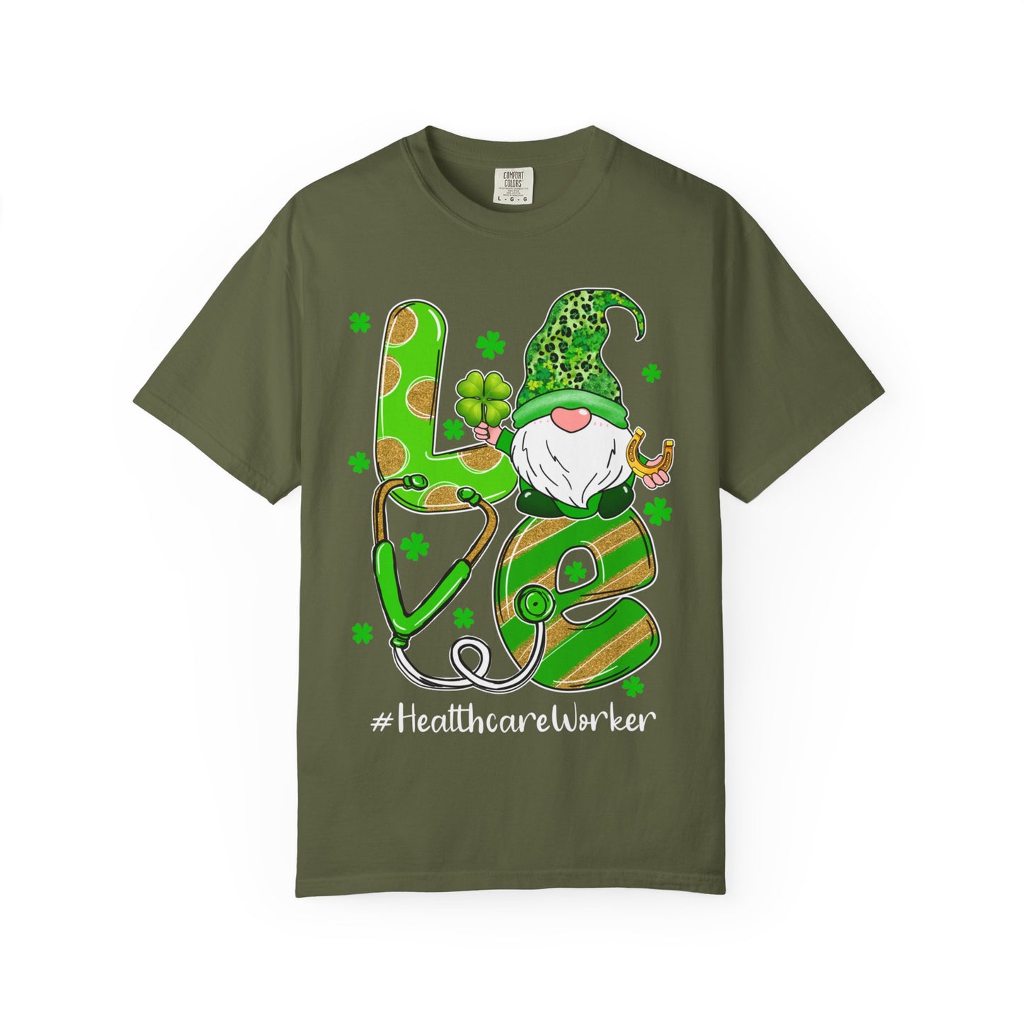Love Healthcare Worker Shamrock Gnome Shirt – St Patrick’s Day Medical Tee