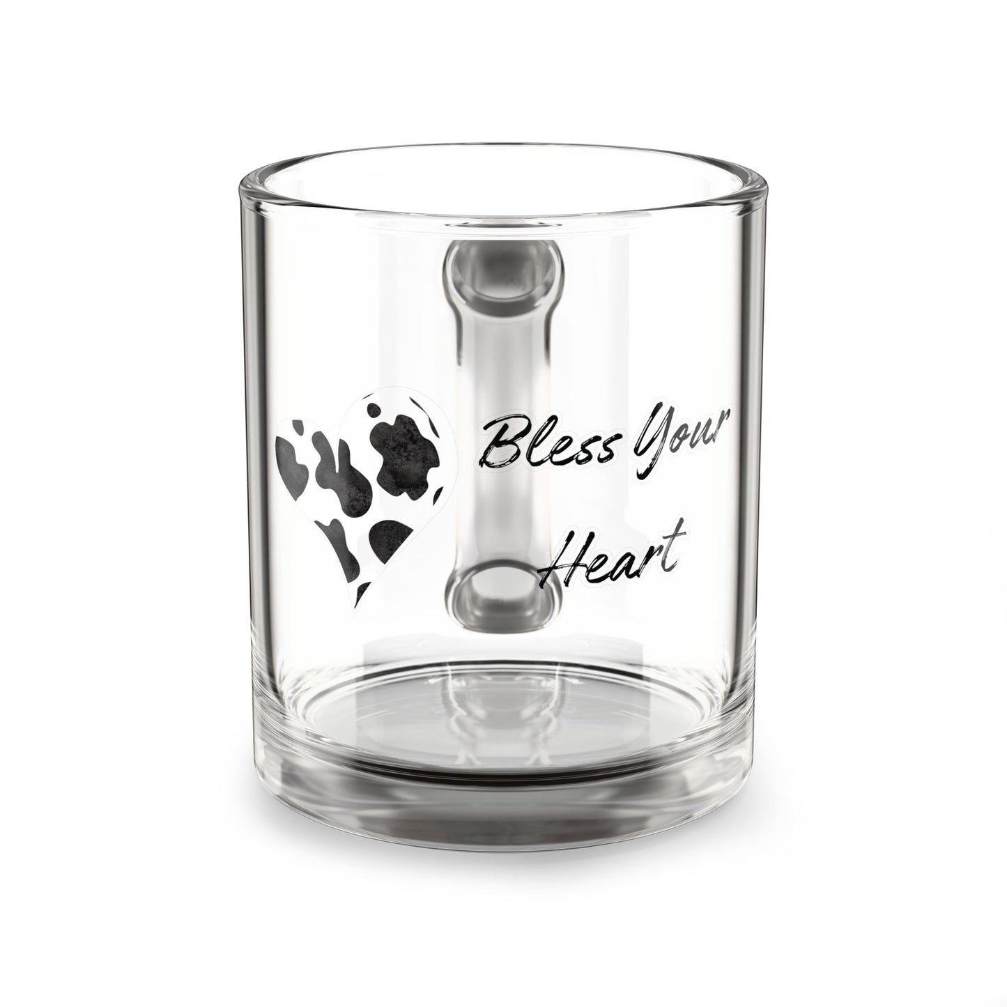 Bless Your Heart Glass Mug - 10oz Cute Cow Print Coffee Mug
