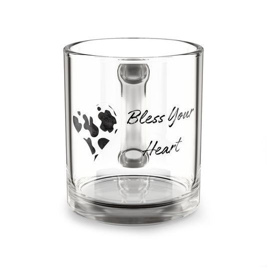 Bless Your Heart Glass Mug - 10oz Cute Cow Print Coffee Mug