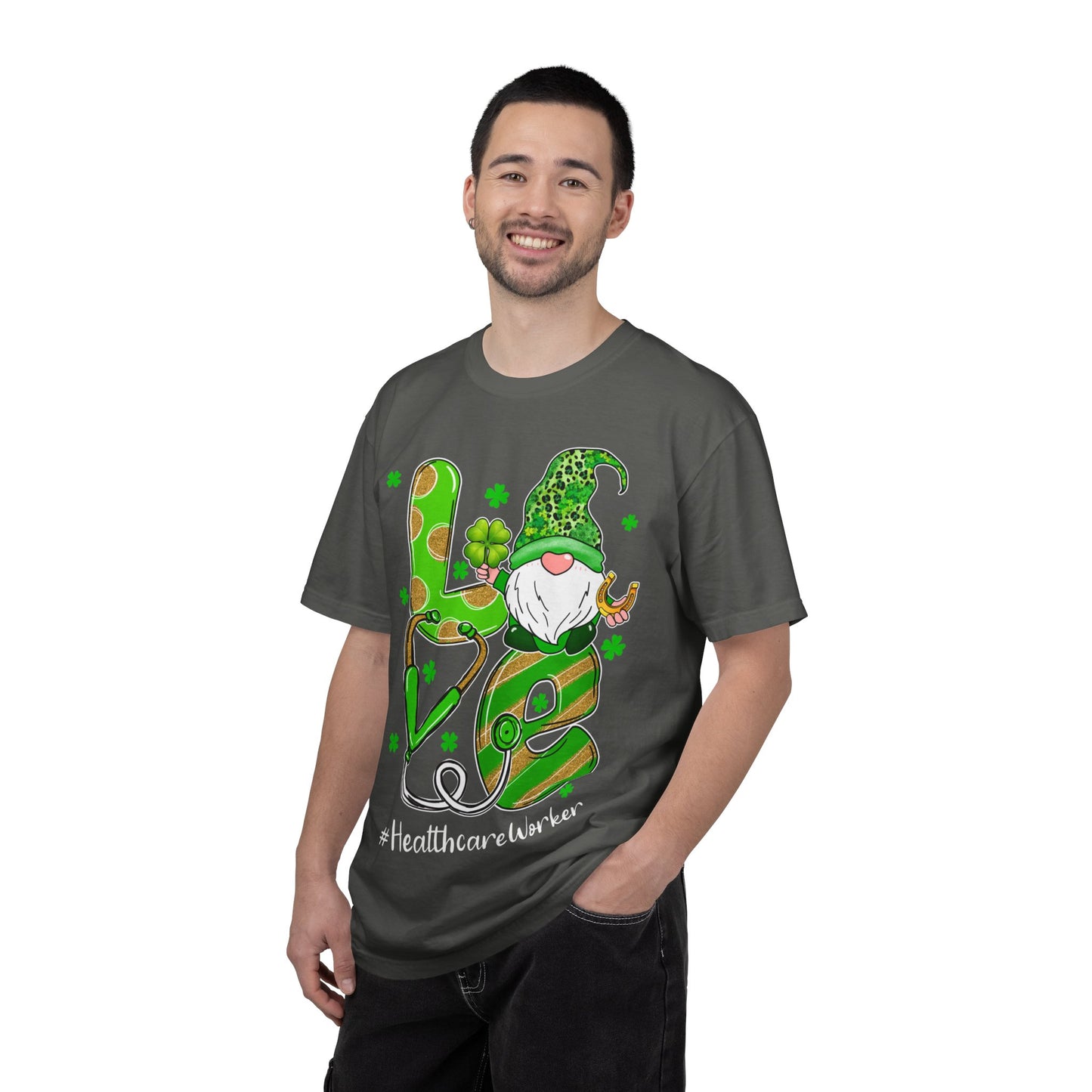 Love Healthcare Worker Shamrock Gnome Shirt – St Patrick’s Day Medical Tee