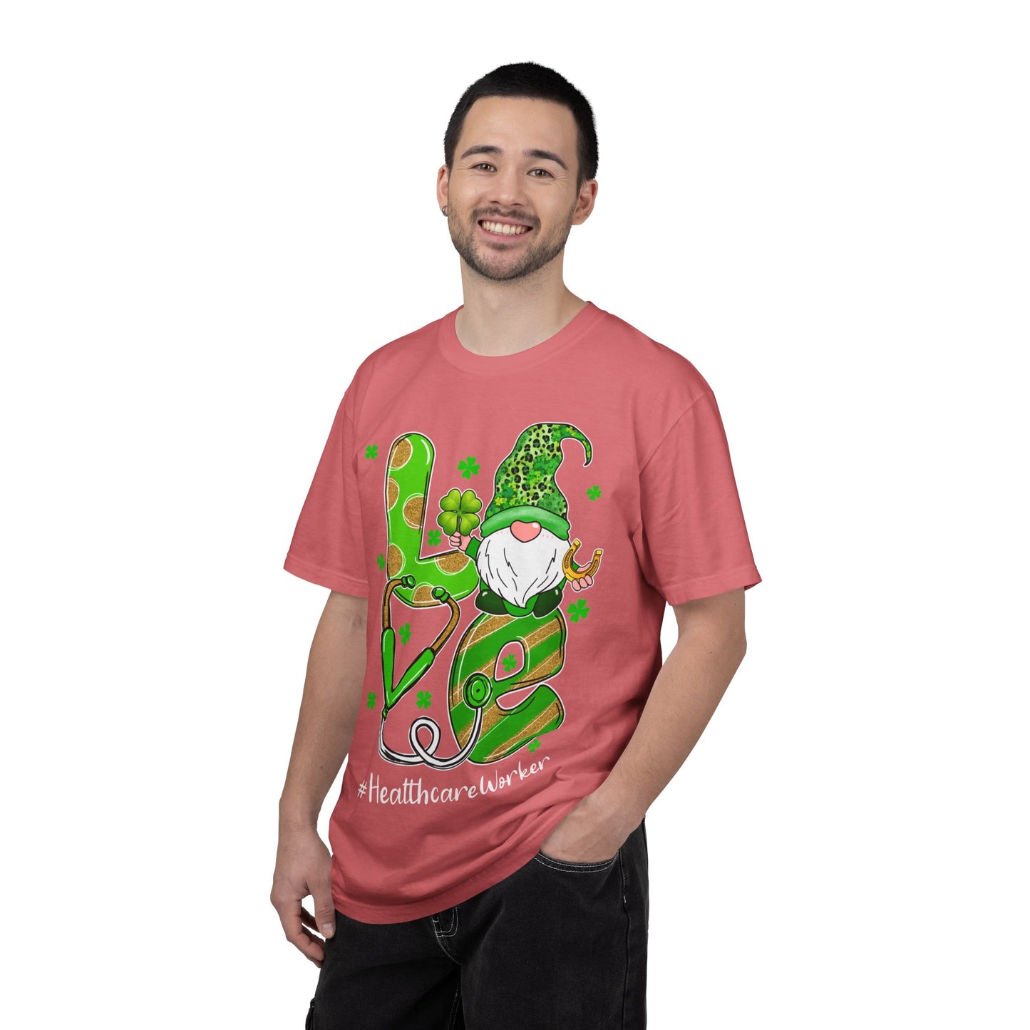 Love Healthcare Worker Shamrock Gnome Shirt – St Patrick’s Day Medical Tee