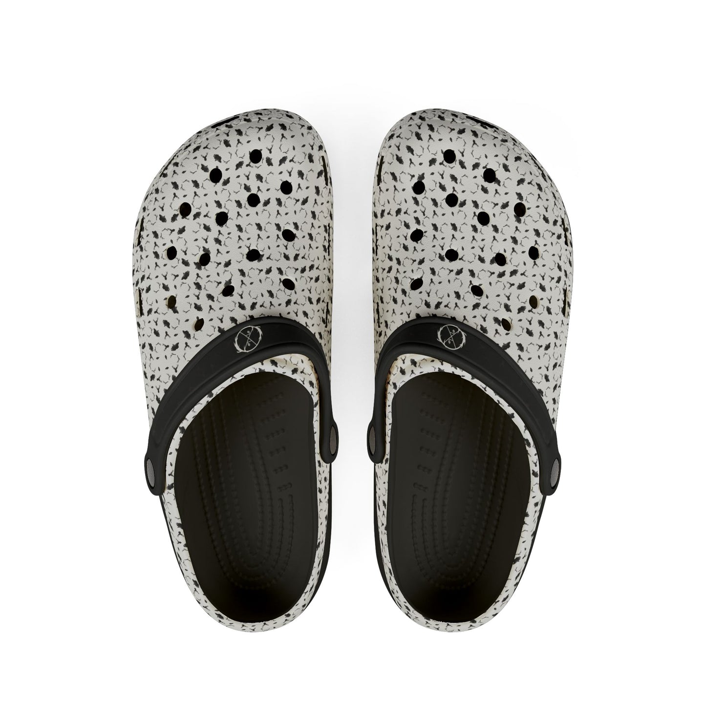 Oak and Antler Comfort Clogs – White Woodland Pattern
