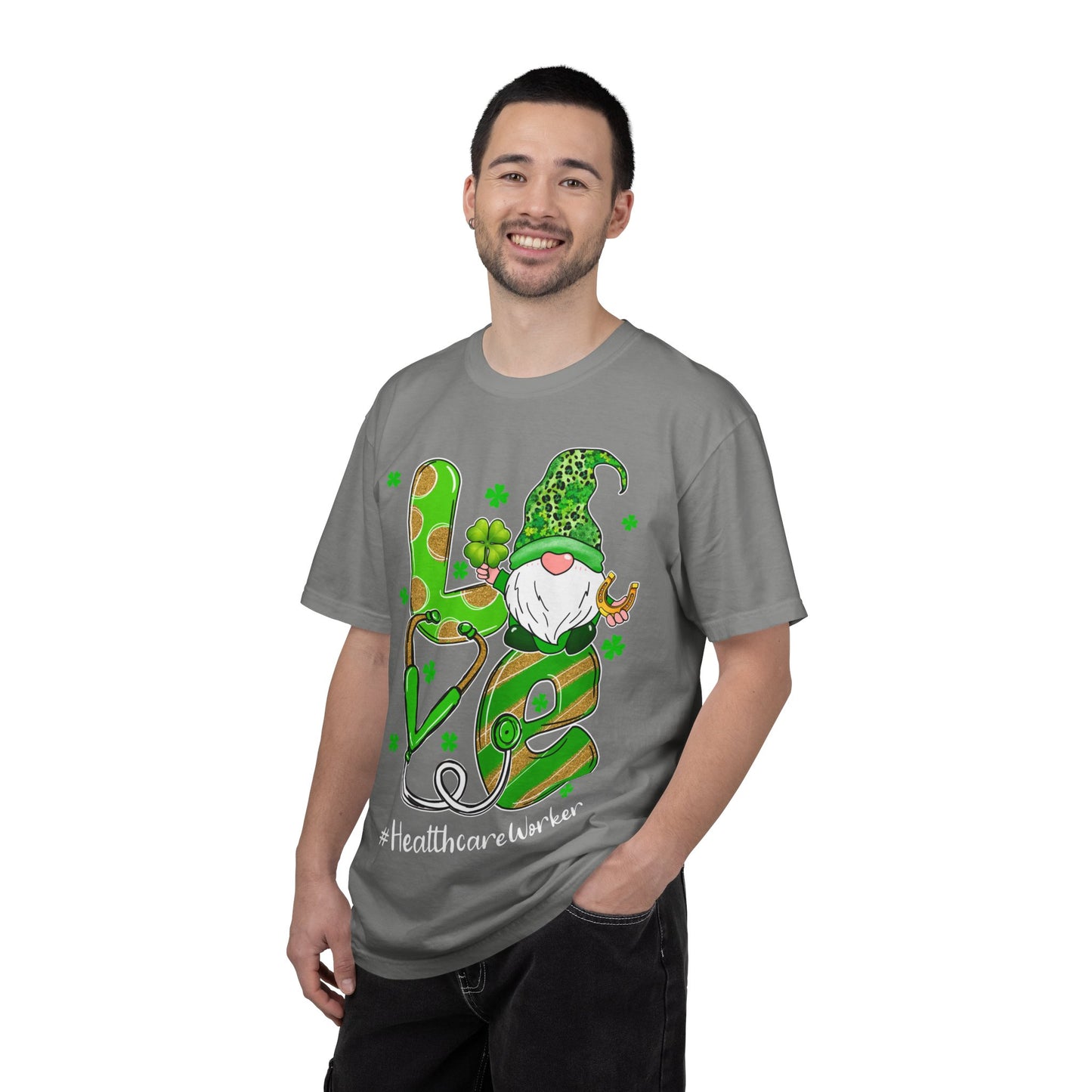 Love Healthcare Worker Shamrock Gnome Shirt – St Patrick’s Day Medical Tee