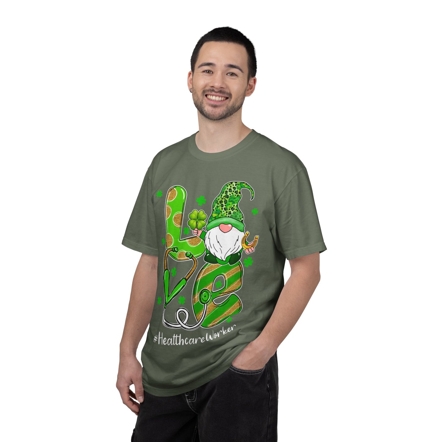 Love Healthcare Worker Shamrock Gnome Shirt – St Patrick’s Day Medical Tee