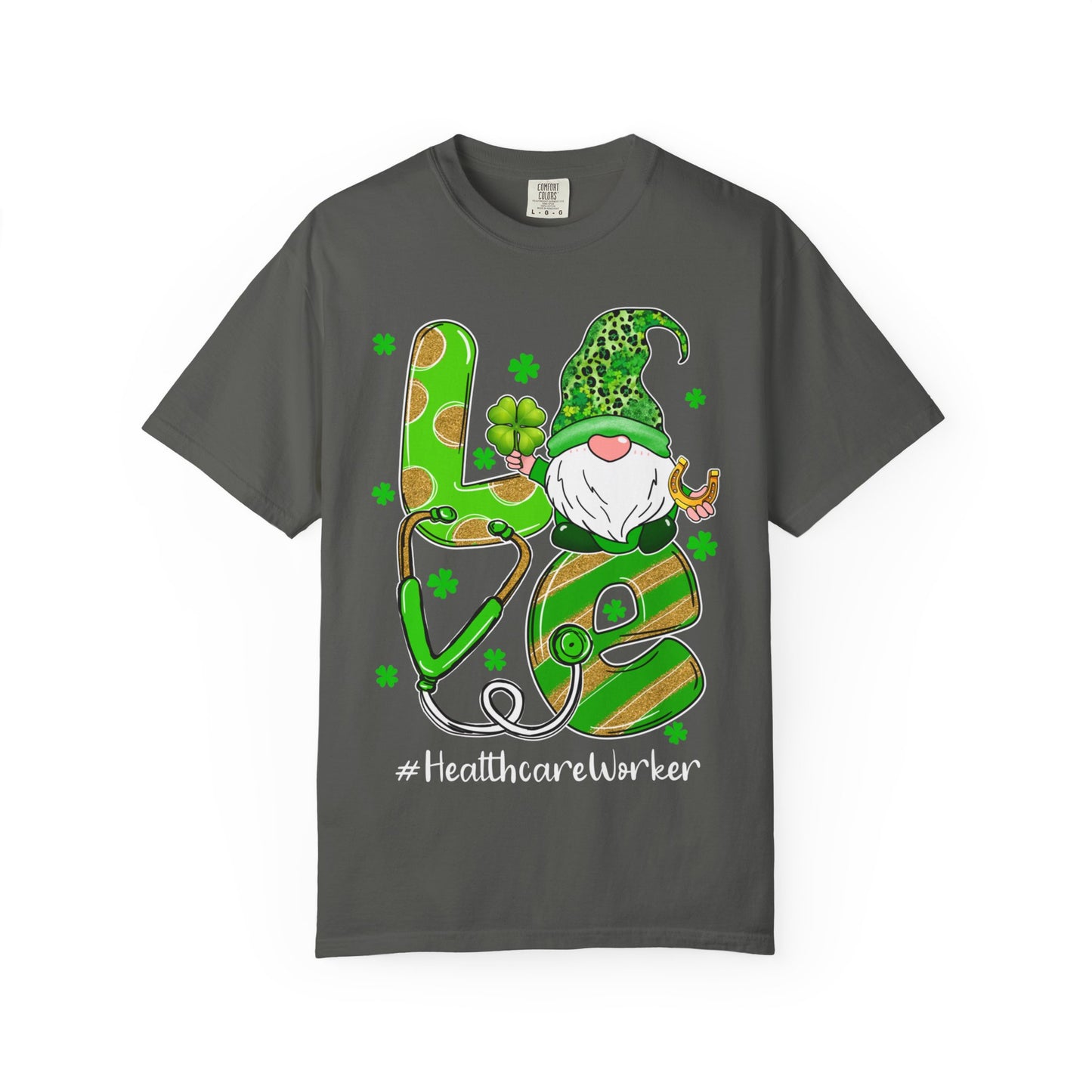 Love Healthcare Worker Shamrock Gnome Shirt – St Patrick’s Day Medical Tee