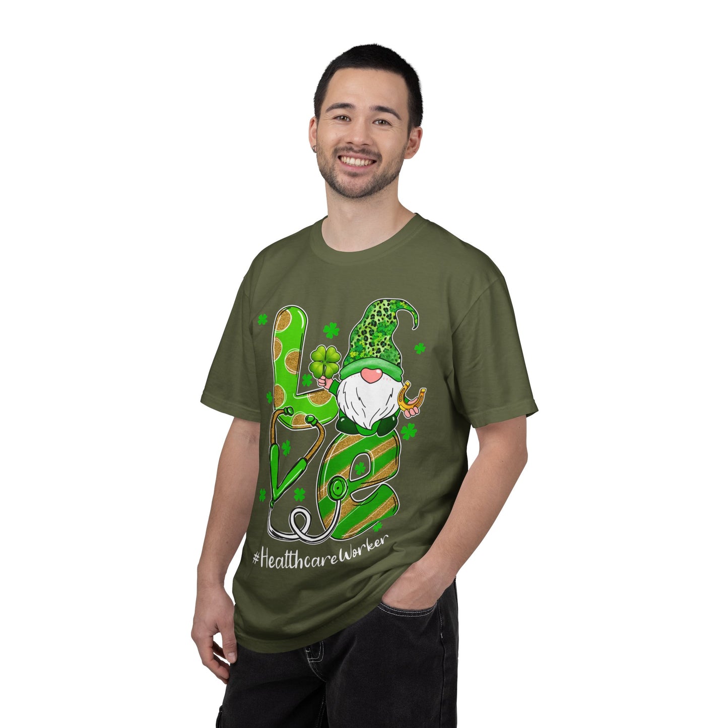 Love Healthcare Worker Shamrock Gnome Shirt – St Patrick’s Day Medical Tee
