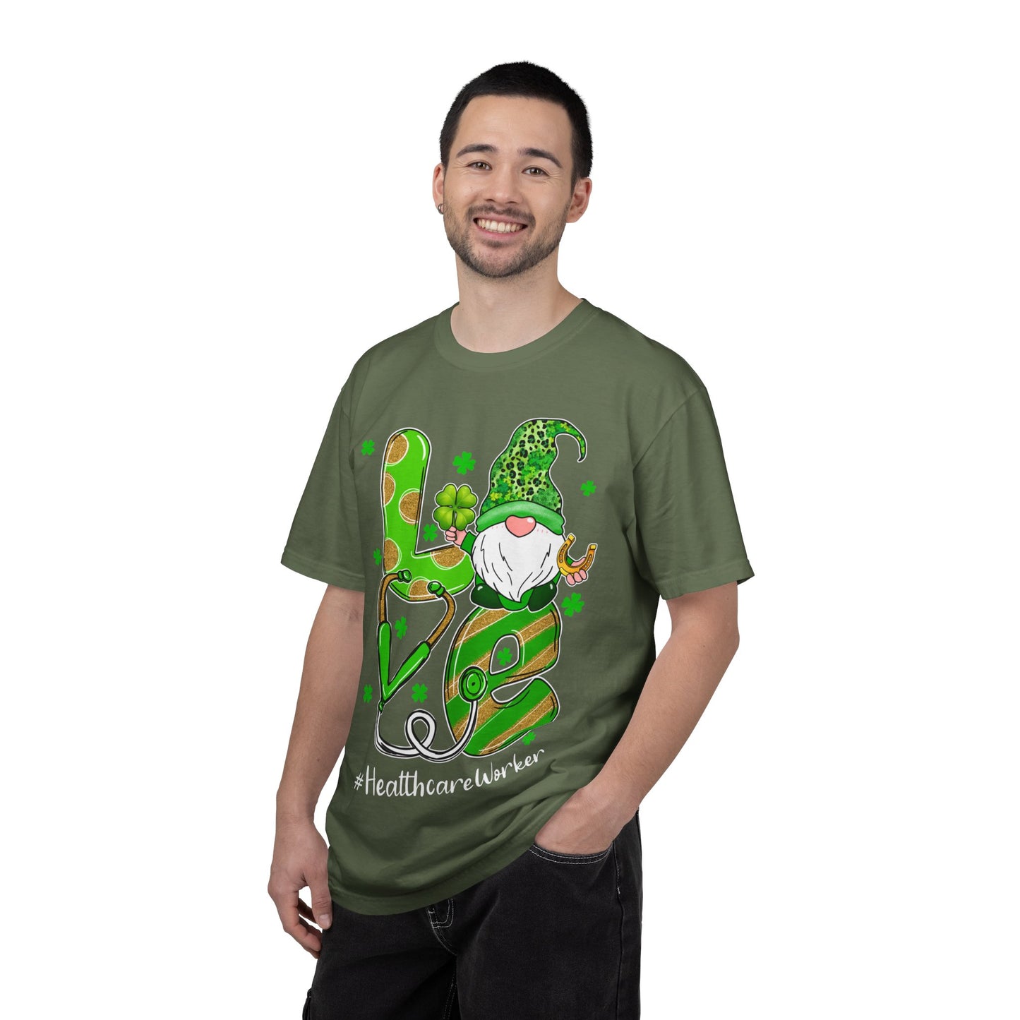 Love Healthcare Worker Shamrock Gnome Shirt – St Patrick’s Day Medical Tee