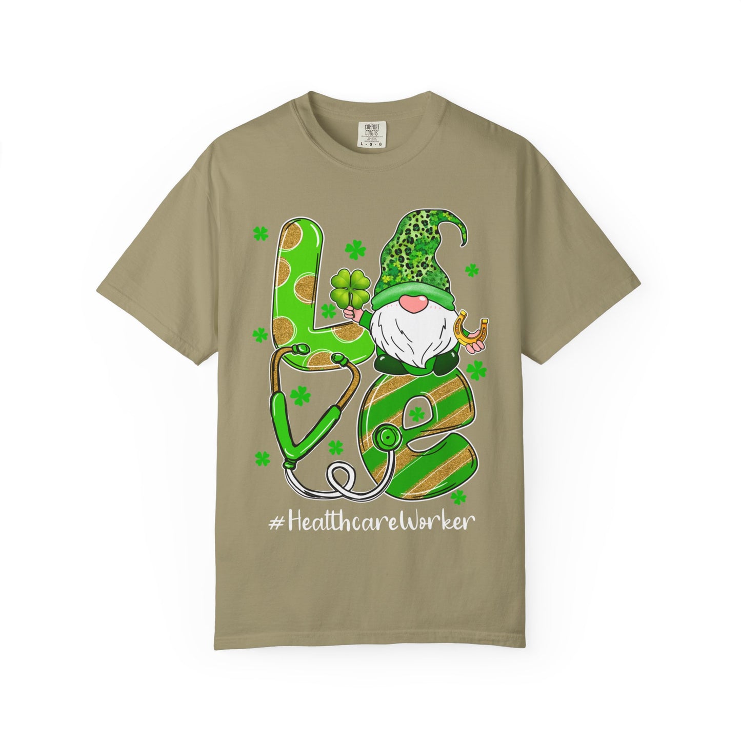 Love Healthcare Worker Shamrock Gnome Shirt – St Patrick’s Day Medical Tee