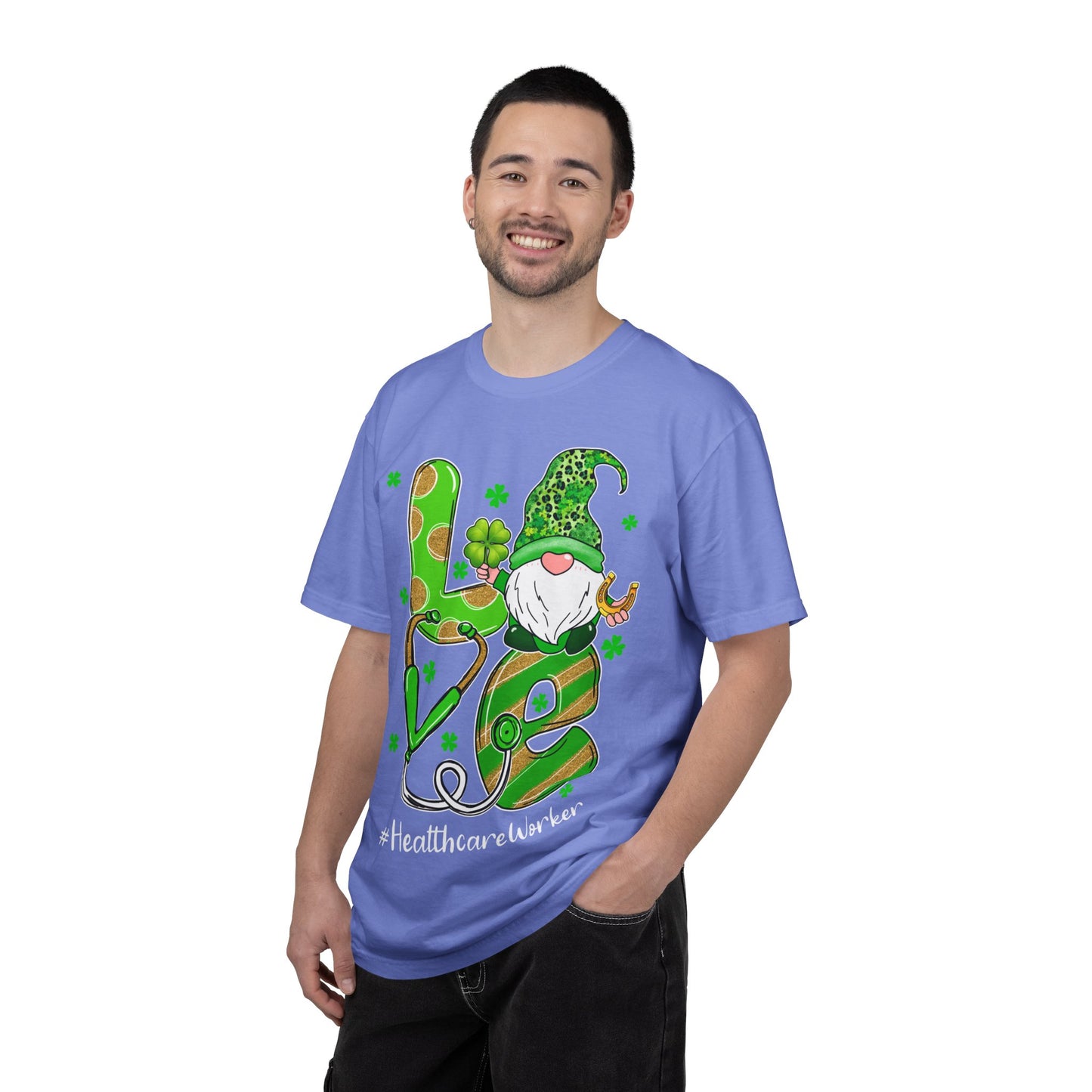 Love Healthcare Worker Shamrock Gnome Shirt – St Patrick’s Day Medical Tee