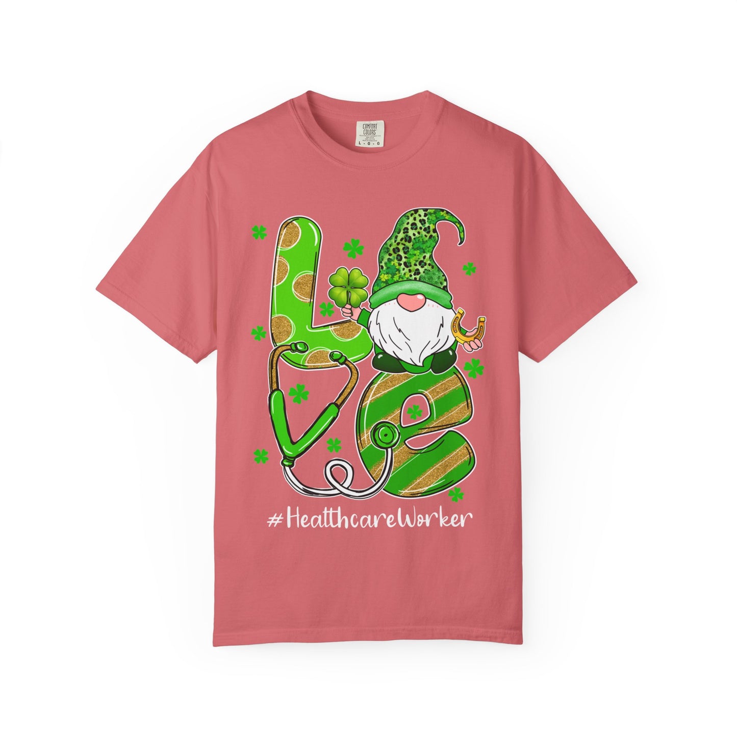 Love Healthcare Worker Shamrock Gnome Shirt – St Patrick’s Day Medical Tee