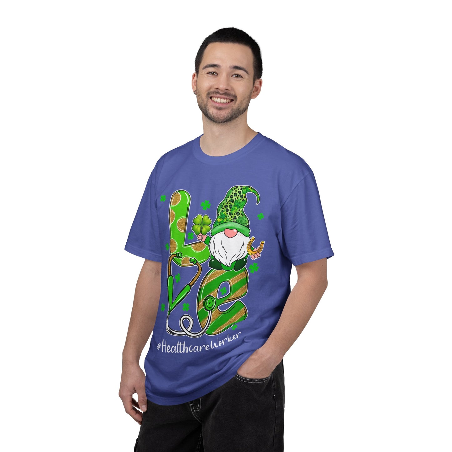Love Healthcare Worker Shamrock Gnome Shirt – St Patrick’s Day Medical Tee