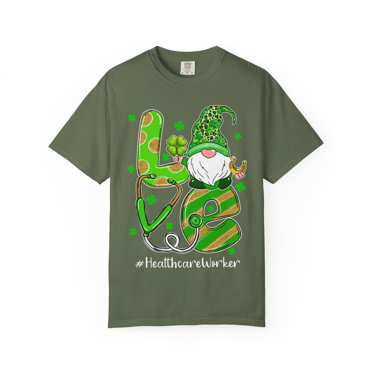 Love Healthcare Worker Shamrock Gnome Shirt – St Patrick’s Day Medical Tee
