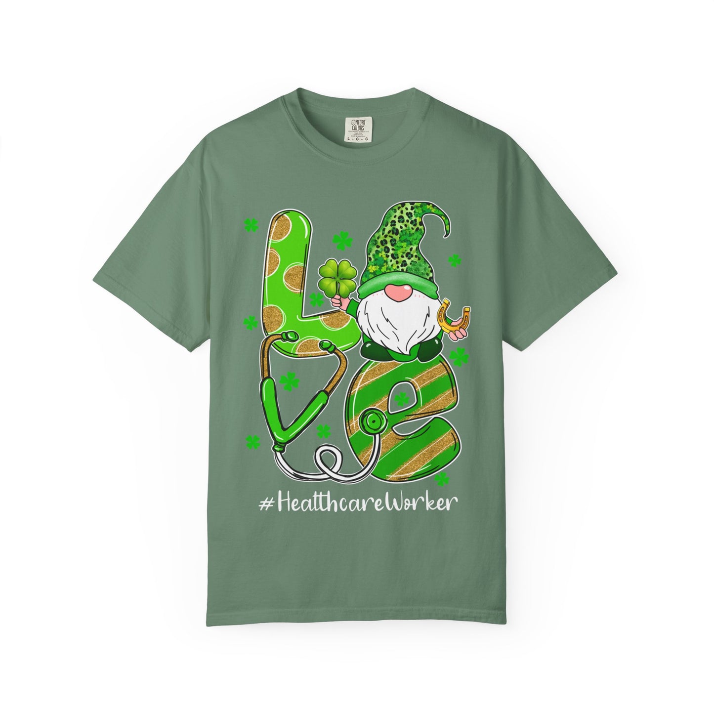 Love Healthcare Worker Shamrock Gnome Shirt – St Patrick’s Day Medical Tee