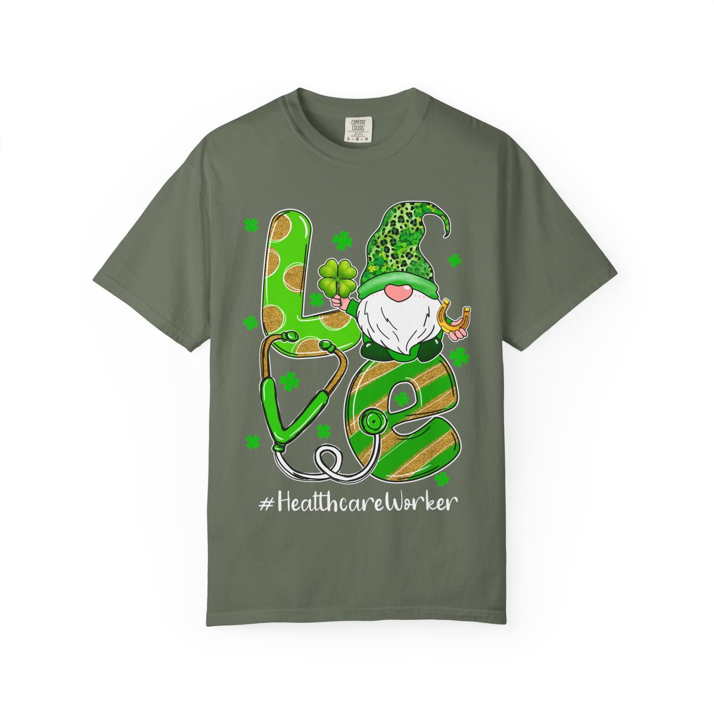 Love Healthcare Worker Shamrock Gnome Shirt – St Patrick’s Day Medical Tee