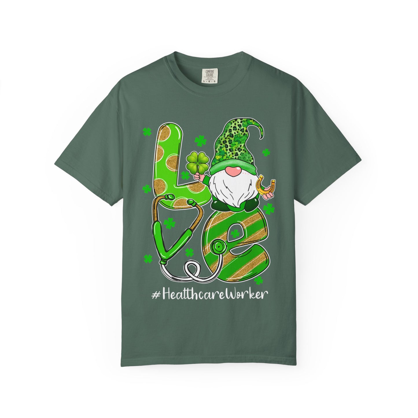 Love Healthcare Worker Shamrock Gnome Shirt – St Patrick’s Day Medical Tee