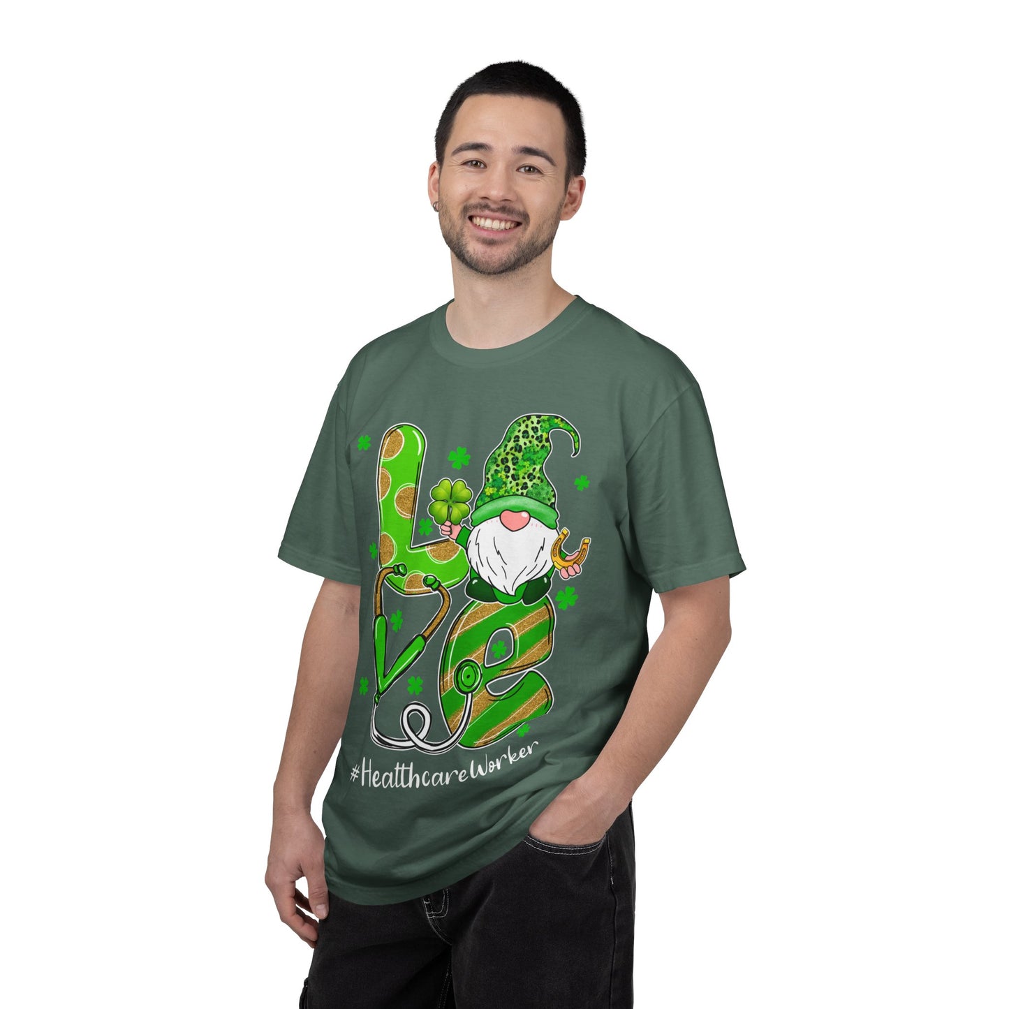 Love Healthcare Worker Shamrock Gnome Shirt – St Patrick’s Day Medical Tee